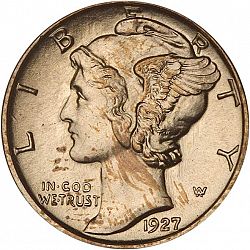 dime 1927 Large Obverse coin