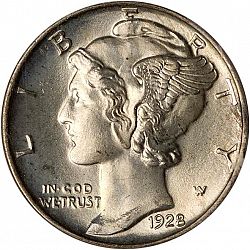 dime 1928 Large Obverse coin