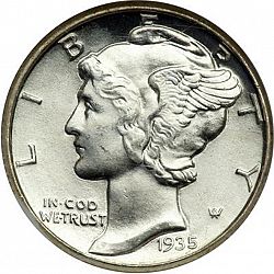 dime 1935 Large Obverse coin