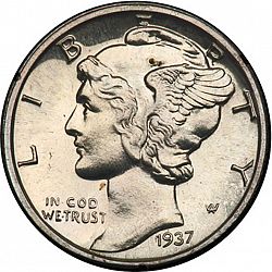 dime 1937 Large Obverse coin