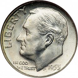 dime 1953 Large Obverse coin