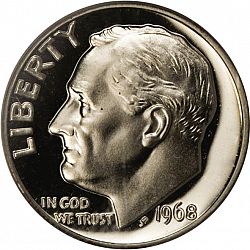 dime 1968 Large Obverse coin