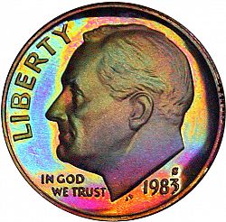 dime 1983 Large Obverse coin