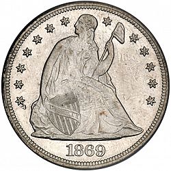 1 dollar 1869 Large Obverse coin