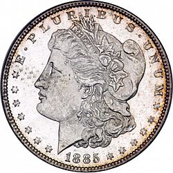 1 dollar 1885 Large Obverse coin