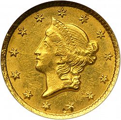 1 dollar - Gold 1853 Large Obverse coin