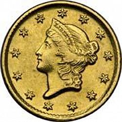 1 dollar - Gold 1853 Large Obverse coin
