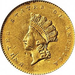 1 dollar - Gold 1854 Large Obverse coin