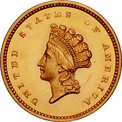 1 dollar - Gold 1854 Large Obverse coin