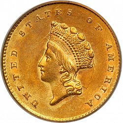 1 dollar - Gold 1855 Large Obverse coin