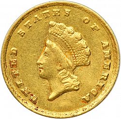 1 dollar - Gold 1855 Large Obverse coin