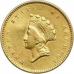 1 dollar - Gold 1855 Large Obverse coin