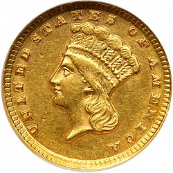 1 dollar - Gold 1858 Large Obverse coin