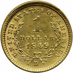 1 dollar - Gold 1849 Large Reverse coin