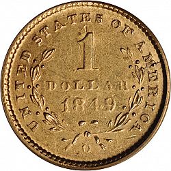 1 dollar - Gold 1849 Large Reverse coin