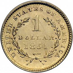 1 dollar - Gold 1851 Large Reverse coin