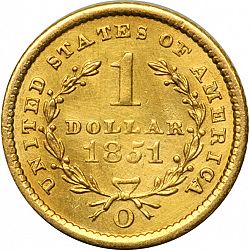 1 dollar - Gold 1851 Large Reverse coin