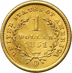 1 dollar - Gold 1851 Large Reverse coin
