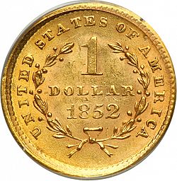 1 dollar - Gold 1852 Large Reverse coin