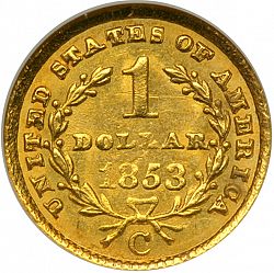 1 dollar - Gold 1853 Large Reverse coin