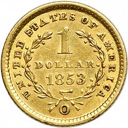 1 dollar - Gold 1853 Large Reverse coin