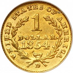 1 dollar - Gold 1854 Large Reverse coin