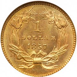 1 dollar - Gold 1857 Large Reverse coin