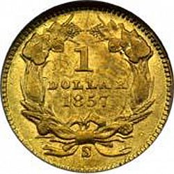 1 dollar - Gold 1857 Large Reverse coin