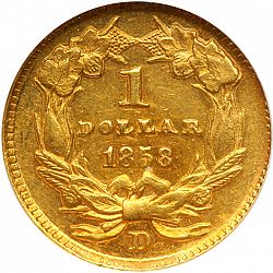 1 dollar - Gold 1858 Large Reverse coin