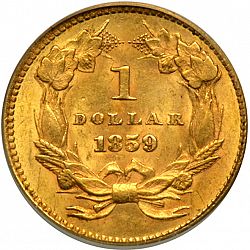 1 dollar - Gold 1859 Large Reverse coin