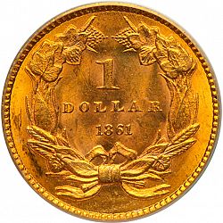 1 dollar - Gold 1861 Large Reverse coin
