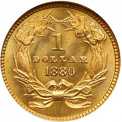 1 dollar - Gold 1880 Large Reverse coin