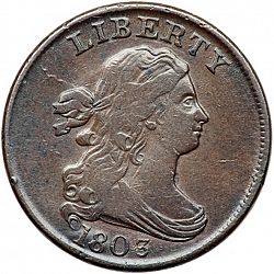1/2 cent 1803 Large Obverse coin