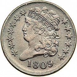 1/2 cent 1809 Large Obverse coin