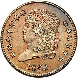 1/2 cent 1825 Large Obverse coin