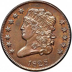 1/2 cent 1828 Large Obverse coin