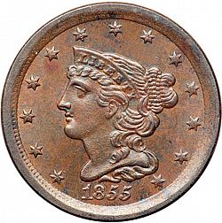 1/2 cent 1855 Large Obverse coin