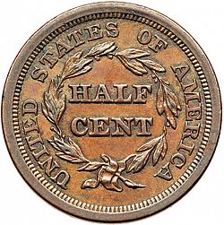 1/2 cent 1854 Large Reverse coin