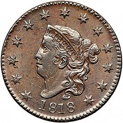 1 cent from year 1818 - UNITED STATES Coronet coin - The Coin Database