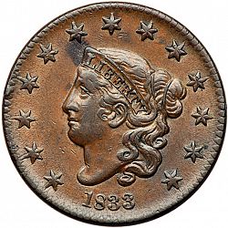 1 cent 1833 Large Obverse coin