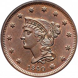1 cent 1840 Large Obverse coin