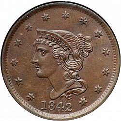 1 cent 1842 Large Obverse coin