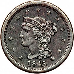 1 cent 1845 Large Obverse coin