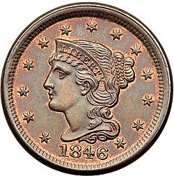 1 cent 1846 Large Obverse coin