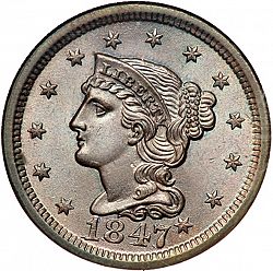 1 cent 1847 Large Obverse coin