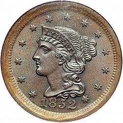 1 cent 1852 Large Obverse coin