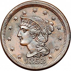 1 cent 1853 Large Obverse coin