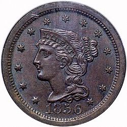 1 cent 1856 Large Obverse coin