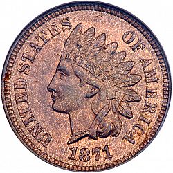 1 cent 1871 Large Obverse coin