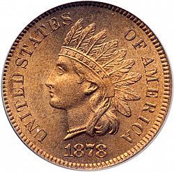 1 cent 1878 Large Obverse coin
